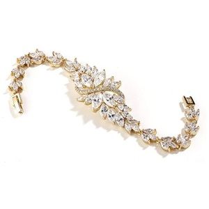 Mariell 14k Gold Plated CZ Bridal Bracelet
